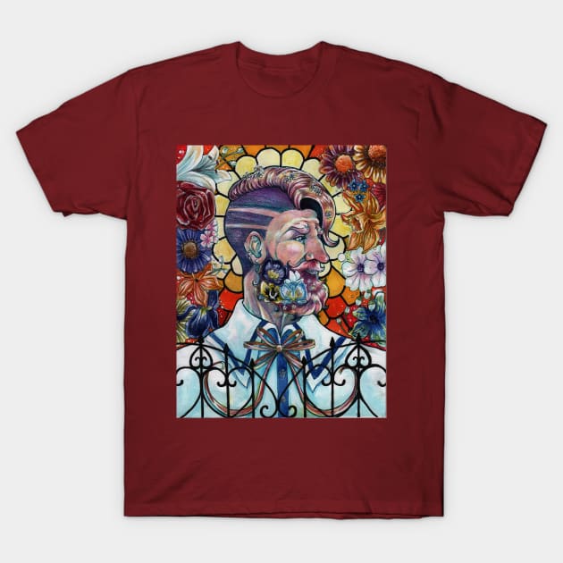 Flower Beard T-Shirt by judechelfiearts